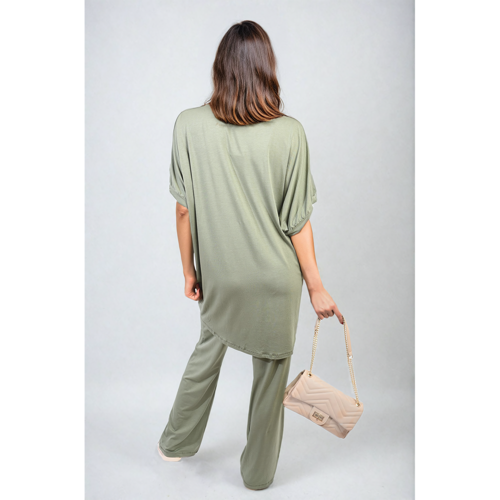 Effortless Elegance: Tiana Twist Front Plunge Neckline Top and Trouser Co-ord Set