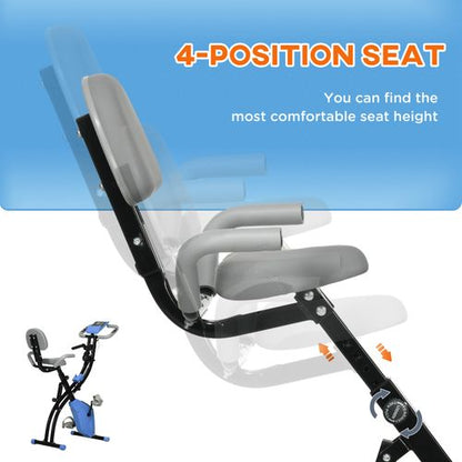 HOMCOM 2-In-1 Folding Exercise Bike with 8-Level Magnetic Resistance