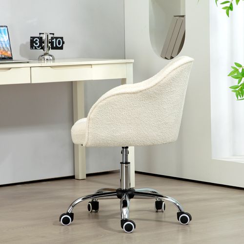 HOMCOM Fluffy Vanity Chair for Desk, with Height Adjustable, Wheels