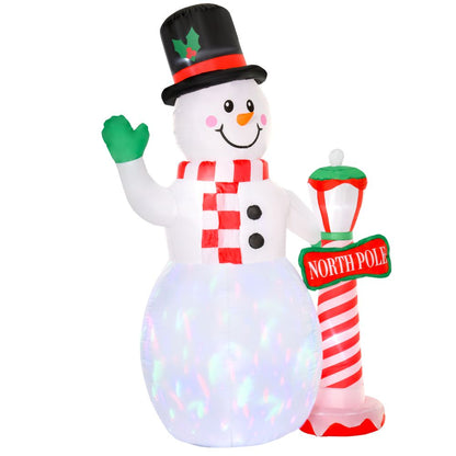 HOMCOM 8ft Tall Christmas Inflatable Snowman with Street Lamp, Lighted for Home Indoor Outdoor Garden Lawn Decoration Party Prop