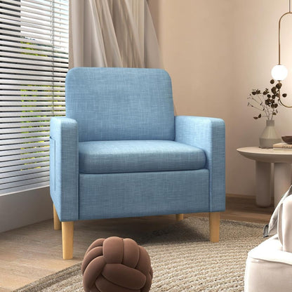 HOMCOM Modern Armchair Upholstered Accent Chair for Bedroom Home Office  Blue