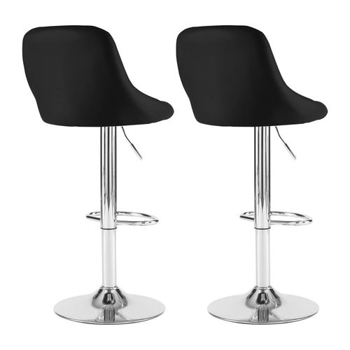 Neo Set of Two Black Leather Bar Stools