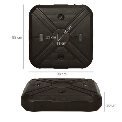 Premium Outsunny Cantilever Parasol Base Weights - Steel Cross Base & Wheels - High Quality