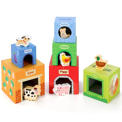SOKA Stacking Cubes-6 Friends in Farm 0000269