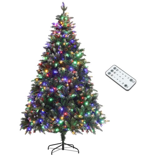 HOMCOM 6 Ft Artificial LED Christmas Tree with Metal Base, Hinged Branches