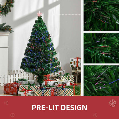 Pre-Lit Fibre Optic Artificial Christmas Tree Tree Topper Multi-Colour 4ft