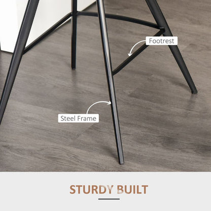 HOMCOM Set Of 2 Bar Stools Microfiber Cloth Tub Seats Padded Steel Brown