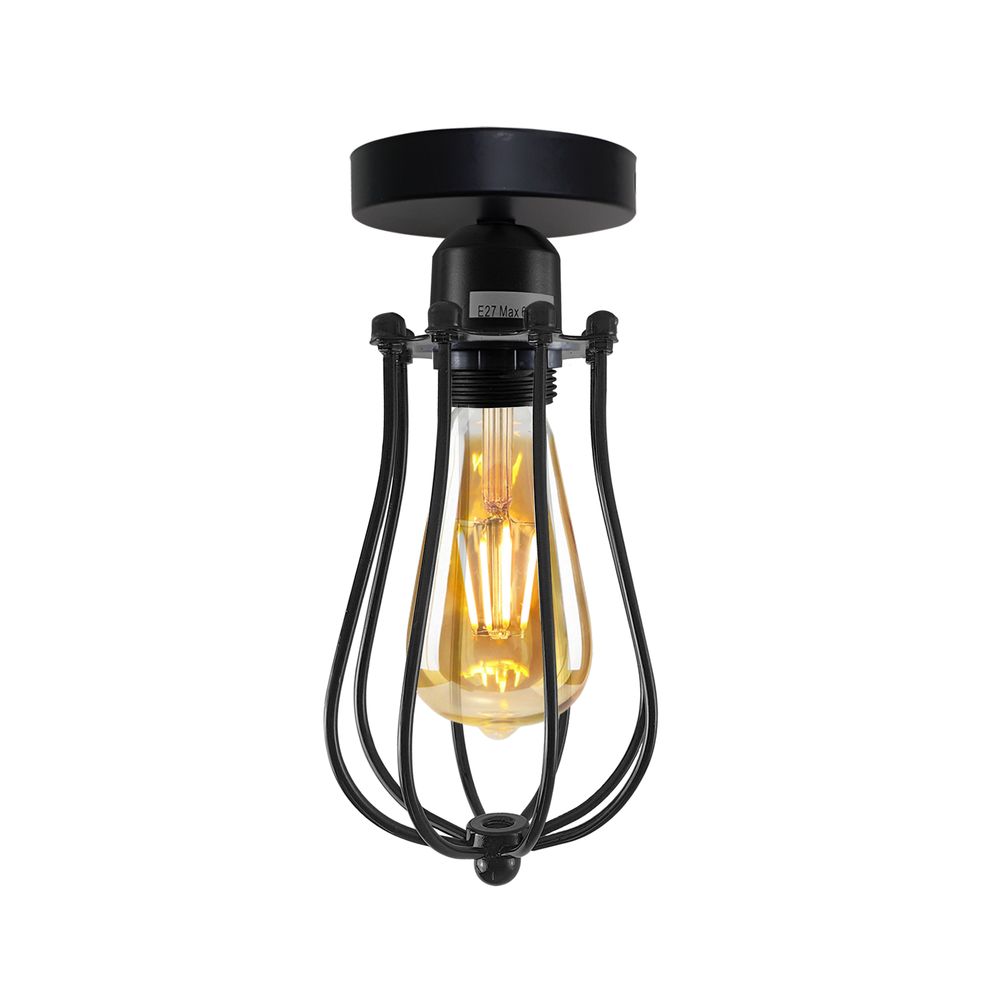 Vintage Industrial Geometric Balloon Shaped Wire Cage Light  Lighting Bulb Holder