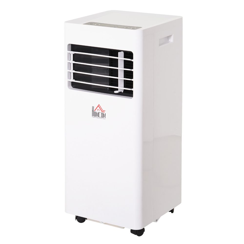 HOMCOM 4-In-1 Portable Air Conditioner, White Air Conditioning Unit, with Remote Control Wheels Cooling Dehumidifying Ventilating - 7000BTU