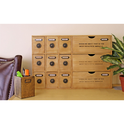 12 Drawer Rustic Storage Unit, Trinket Drawers