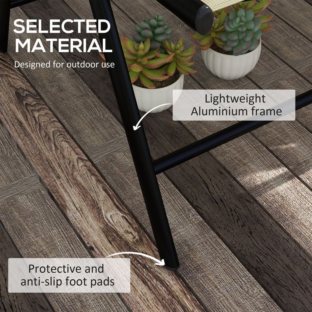 Outsunny Outdoor Folding Chairs - 2PCS, Padded, Lightweight, Khaki