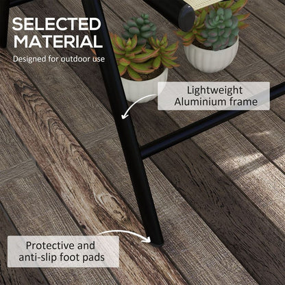 Outsunny Outdoor Folding Chairs - 2PCS, Padded, Lightweight, Khaki