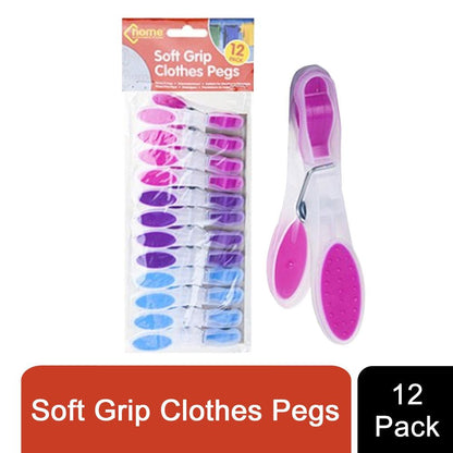 Premium Cloth Pegs - Soft Grip, High-Quality Plastic, 12 Pcs