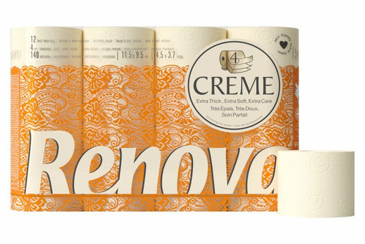 Renova Creme 4Ply x 60 - Soft, Thick, and Luxurious Bathroom Tissue for Ultimate Hygiene and Comfort