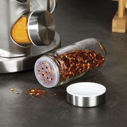 Revolving Spice Rack with 12 Glass Jars Included | M&W