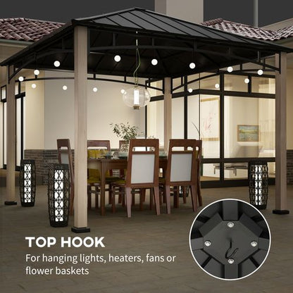 Outsunny 3 x 3(m) Hardtop Gazebo with Metal Roof and Wood Grain Frame