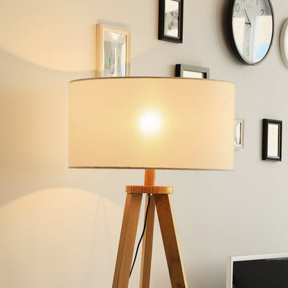 Free Standing Tripod Floor Lamp Bedside Light Reading Light With Storage Shelf Linen Shade For Living Room Bedroom