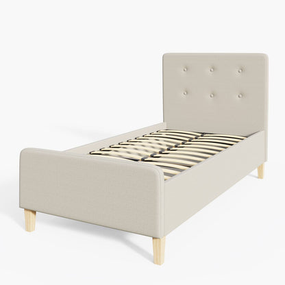 Ashbourne Single Ottoman Bed Wood & Fabric Natural 3 x 7ft