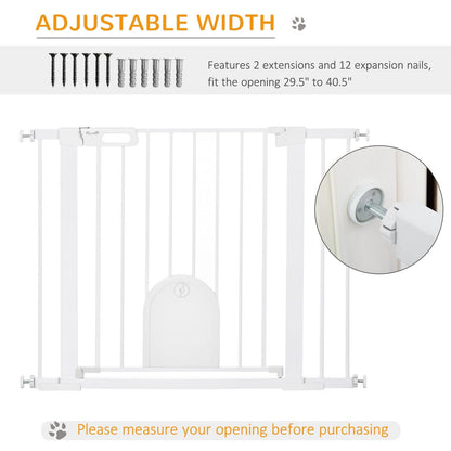 PawHut Dog Gate with Cat Flap Pet Safety Gate Barrier