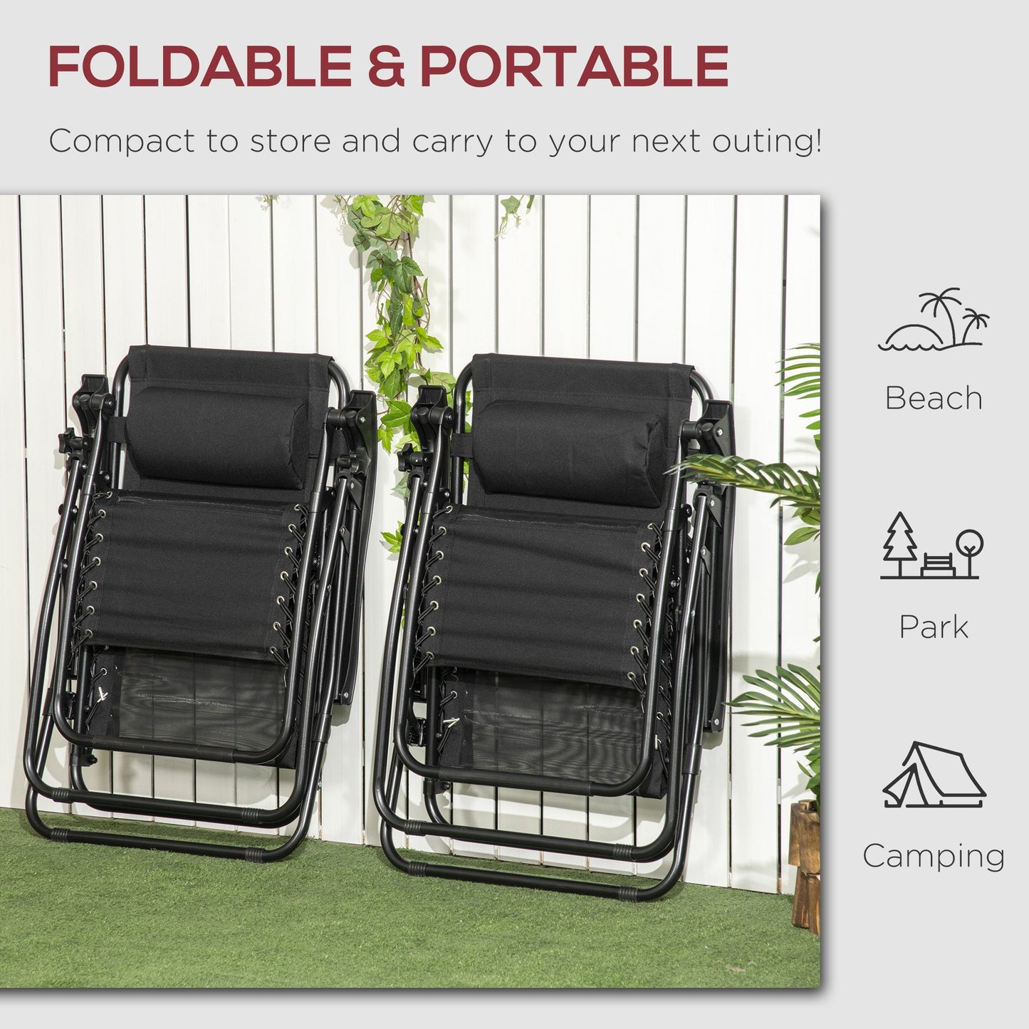 Garden Recliner Chairs Set of 2