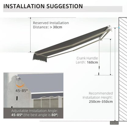 Manual Retractable Patio Awning Shelter UV Protection