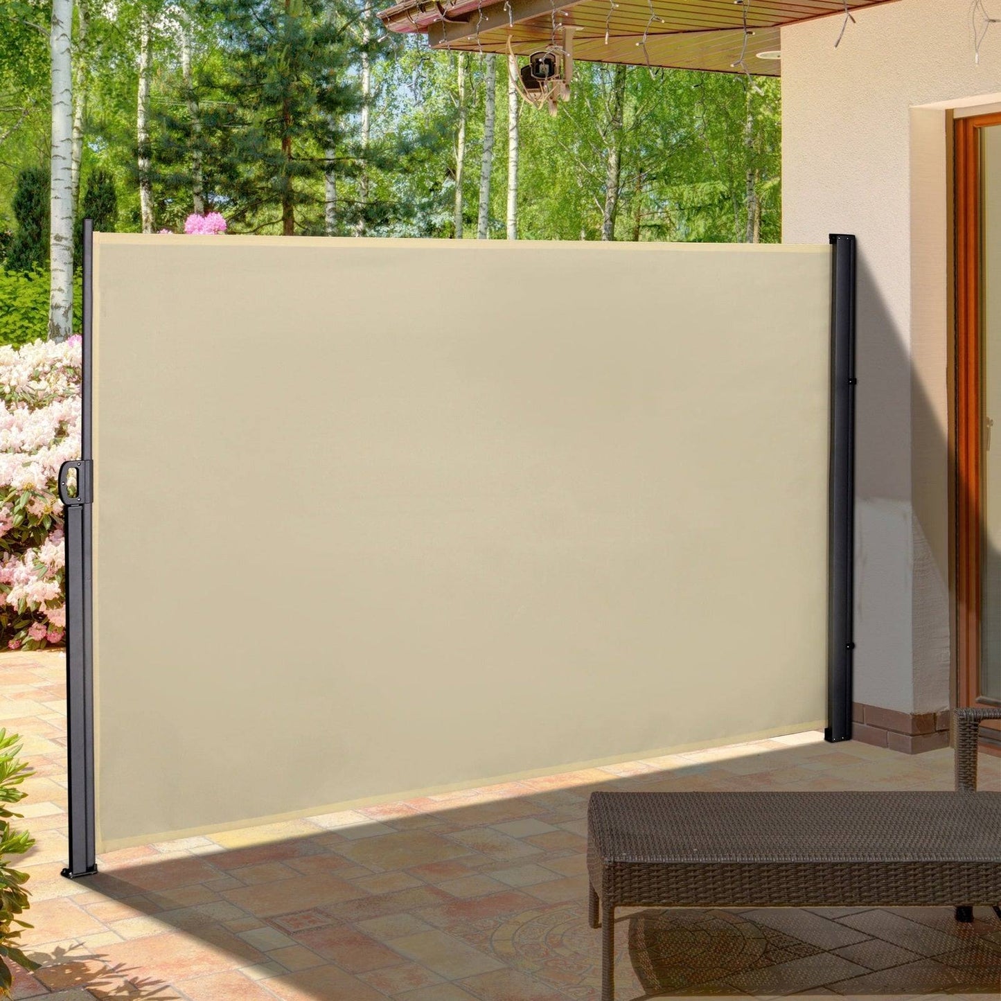 Retractable Sun Side Awning Screen Fence Patio Garden Wall Balcony Screening Panel Outdoor Blind Privacy Divider 3x1.8M
