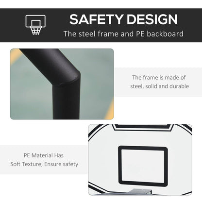Steel Frame Freestanding Basketball Hoop Height Adjustable Basketball Stand Black