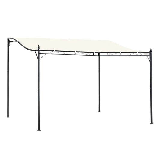 4 x 3 Meters Canopy Metal Wall Gazebo Awning Garden Marquee Shelter Door Porch - Cream