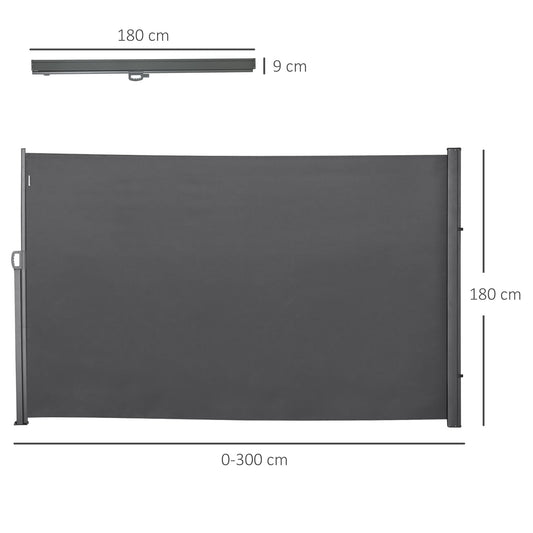 Retractable Sun Side Awning Screen Fence Patio Garden Wall Balcony Screening Panel Outdoor Blind Privacy Divider 3x1.8M