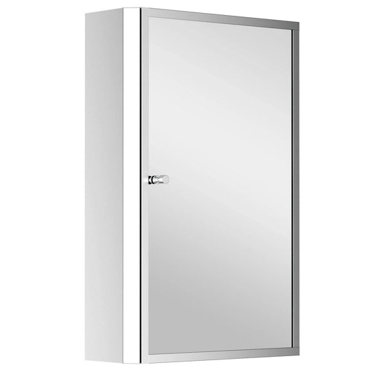 Stainless Steel Wall mounted Bathroom Mirror Cabinet 2 Shelves Storage Unit Furniture w/Single Door 60H x 40L x 13D cm