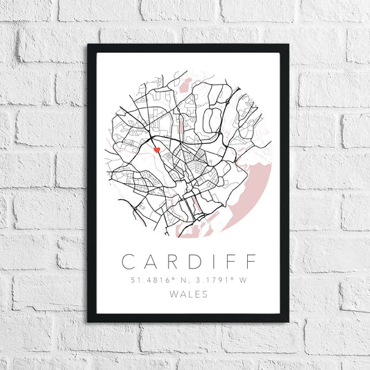 Couple Personalised Valentines Love Engagement Wedding Any Place Circle City Print Coordinates Wall Decor Print