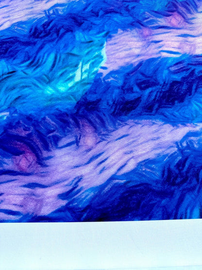 Abstract Blue and Purple Tie Dye Pattern Fabric