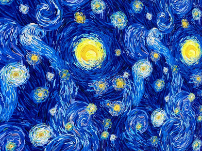 Van Gogh Inspired Fabric – Available in Satin, Crepe, Spandex & Chiffon | By Metre