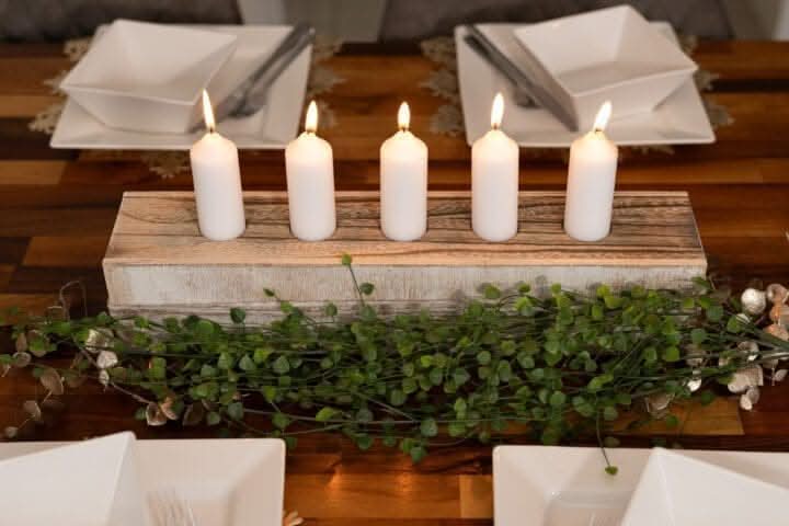 5 Tealight Wooden Candle Table Centre