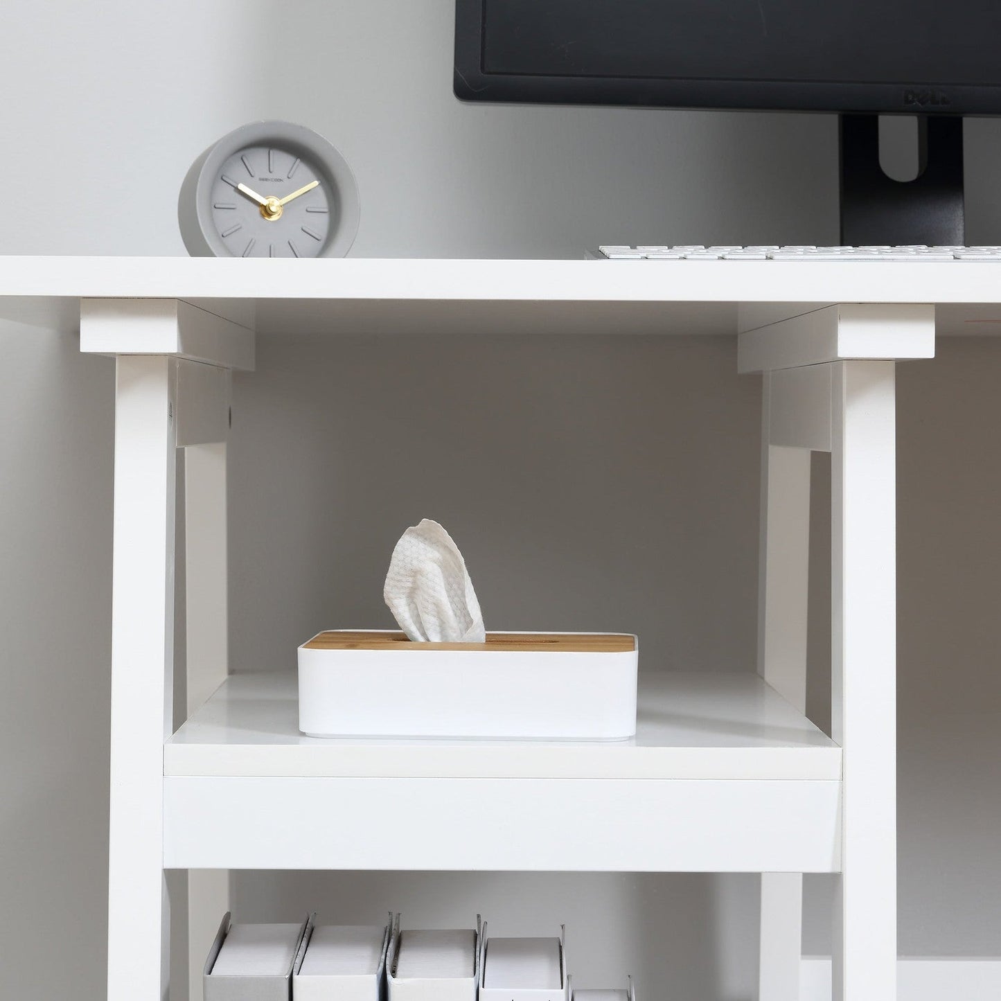 Computer Desk w/ Storage Shelf Study Table w/ bookshelf for Home Office White