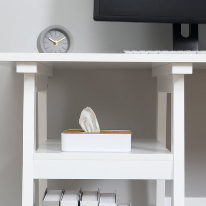 Computer Desk w/ Storage Shelf Study Table w/ bookshelf for Home Office White