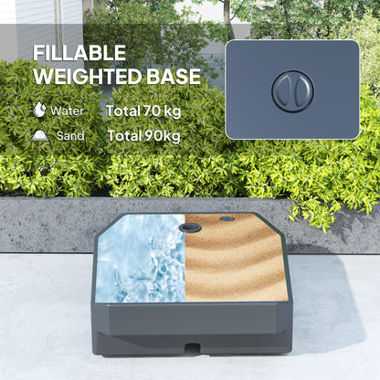 Outsunny Garden Cantilever Parasol with Cover Weighted Base Wind Strap Grey