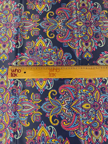Vibrant Bohemian Paisley Fabric – Custom Printed Fabric on Satin, Crepe, Spandex or Chiffon