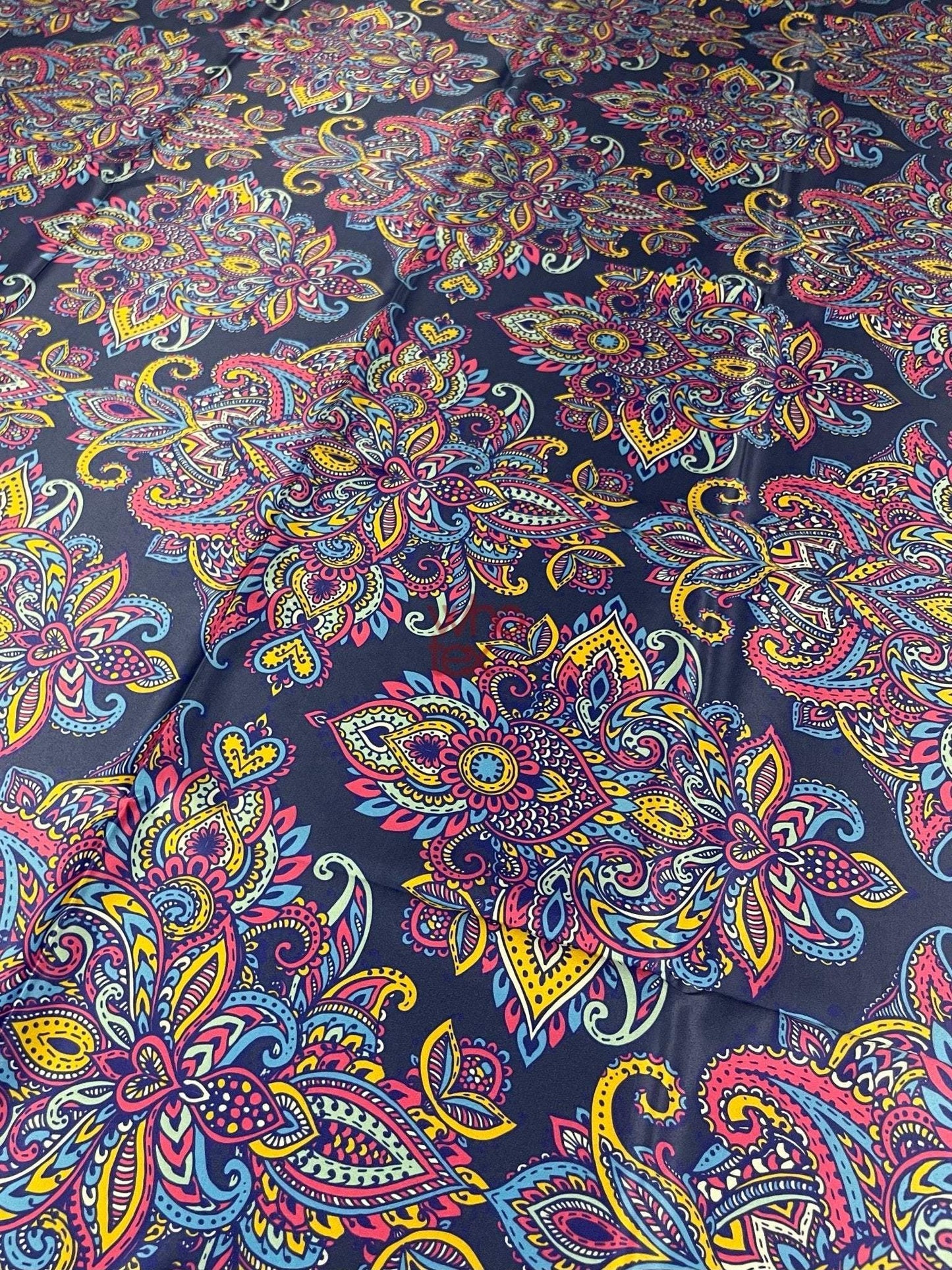 Vibrant Bohemian Paisley Fabric – Custom Printed Fabric on Satin, Crepe, Spandex or Chiffon