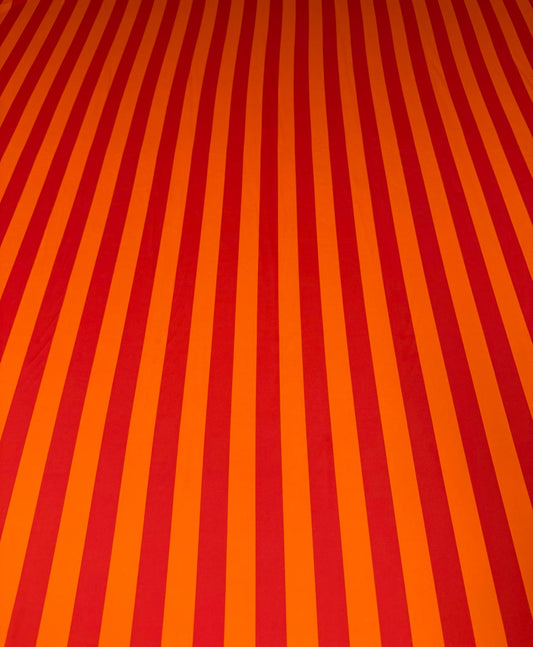 Vibrant Orange & Red Striped Fabric by the Metre | Dressmaking
