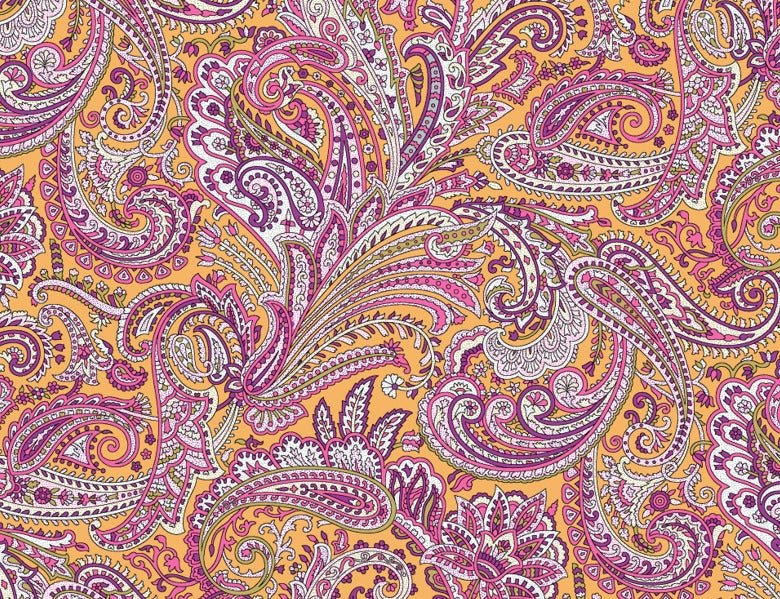 Vibrant Pink & Yellow Paisley Fabric by the Metre