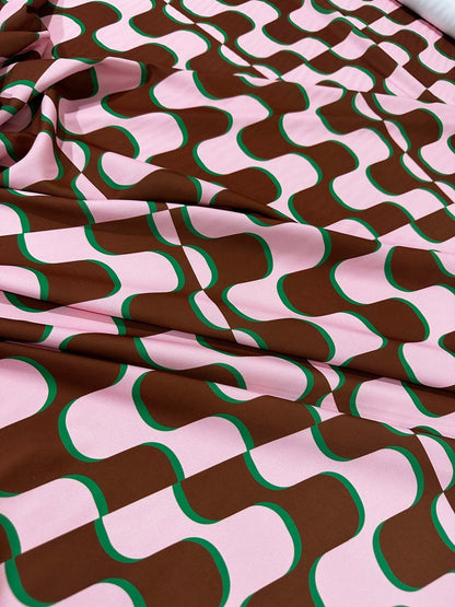 Pink Brown Wave PatternVintage Fabric