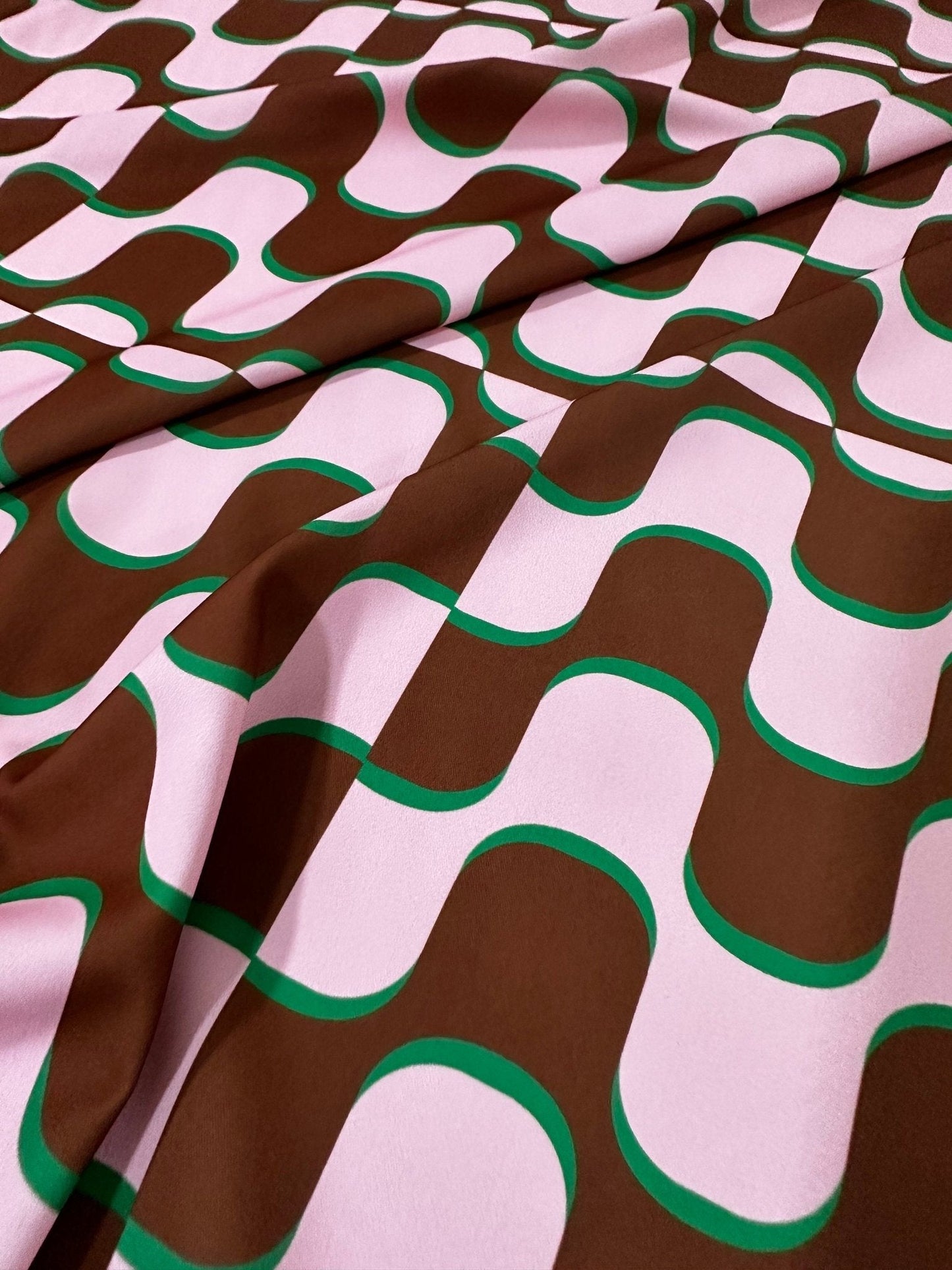 Pink Brown Wave PatternVintage Fabric