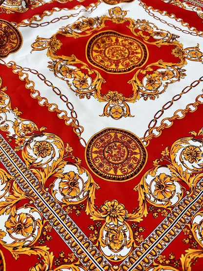 Vintage Baroque Pattern Fabric – Available in Satin, Crepe, Spandex & Chiffon | By Metre