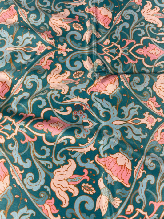Vintage-Inspired Floral Fabric with Birds