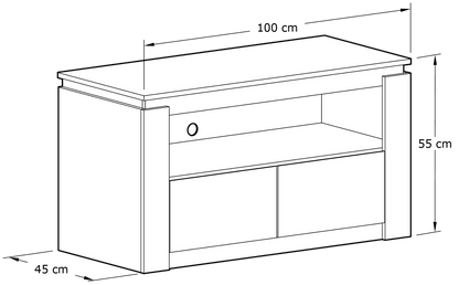 Canyon TV Unit Grey Oak 1 Shelf 2 Drawers