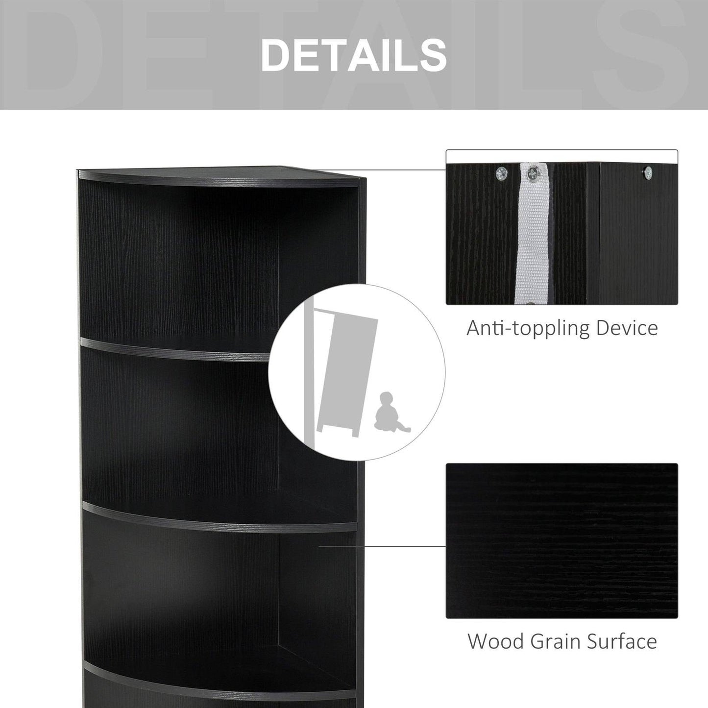 Four-Tier Corner Storage Unit - Black
