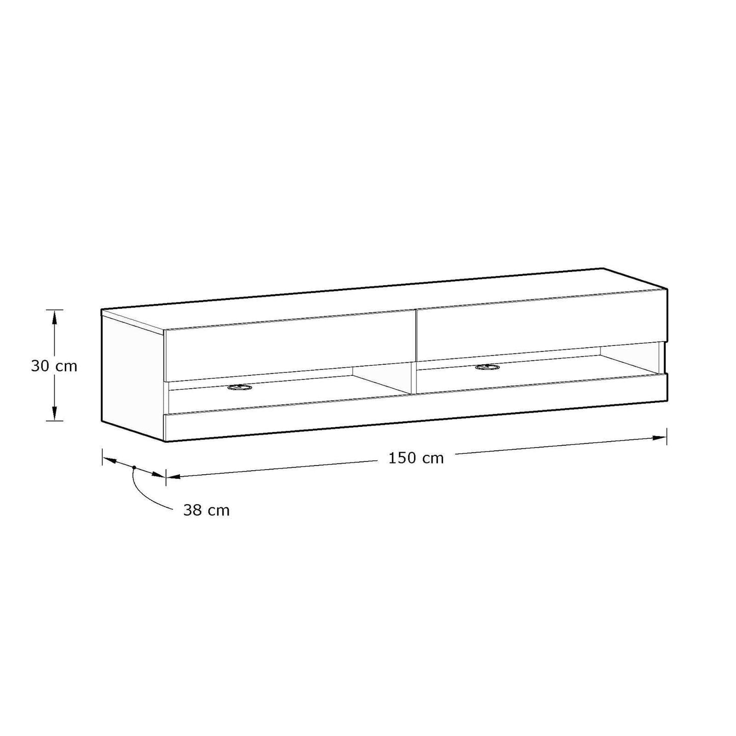 Leon TV Unit Oak 2 Shelves 2 Drawers