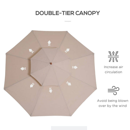 2.7m Patio Double Tier Umbrella Parasol-Beige