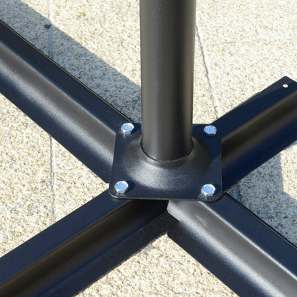 2.7M Garden Banana Parasol Cantilever Umbrella With Crank Handle And Cross Base For Outdoor